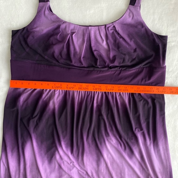 R&M Richards Maxi‎ Dress 22 Purple Ombre' Tie-Dye Sleeveless Y2K Baby Doll Boho - Picture 10 of 12